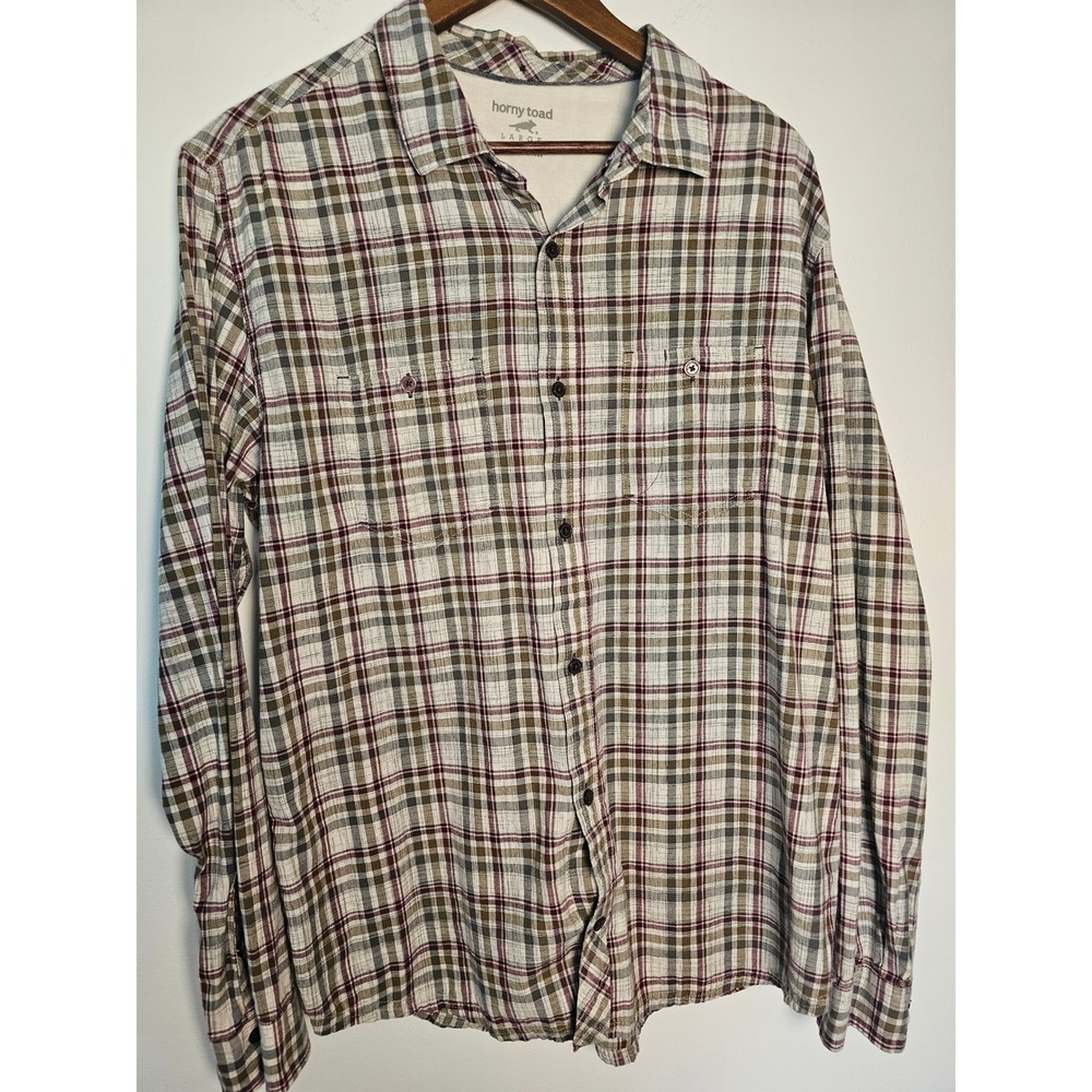 Horny Toad [Toad & Co] Plaid Button Down Shirt Mens Large Multicolor Organic Cot